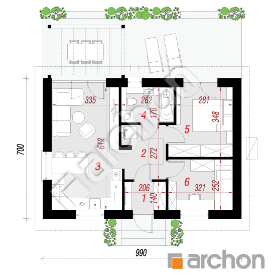 Проект дома ARCHON+ Дом в коручках 8 ВИЭ План першого поверху