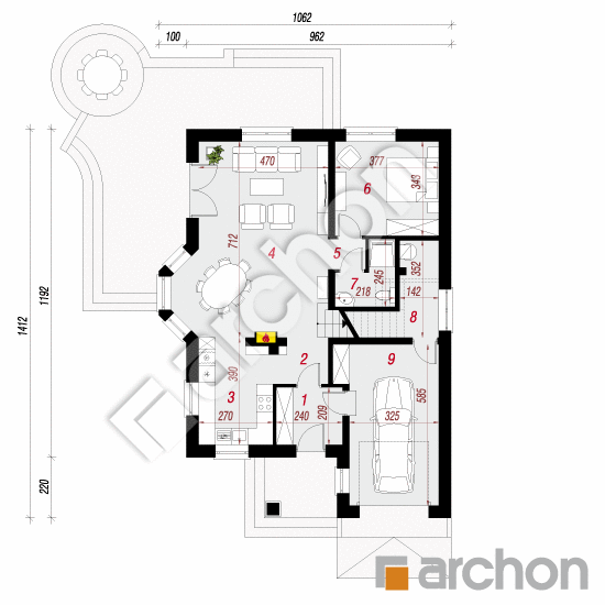 Проект дома ARCHON+ Дом в очанке вep. 2 вер.2 План першого поверху