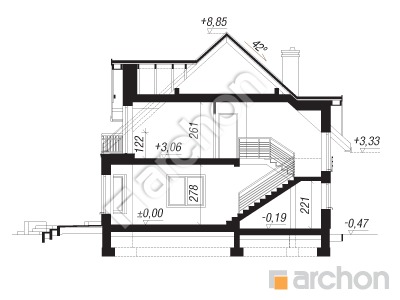 Проект дома ARCHON+ Дом в очанке вep. 2 вер.2 Розріз будинку