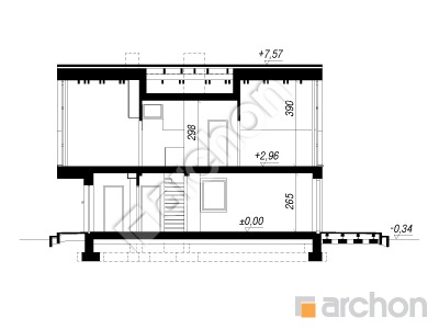 Проєкт будинку ARCHON+ Будинок в мускатах 2 (Р2) Розріз будинку