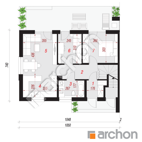 Проект дома ARCHON+ Дом в халезиях 4 (Р2Б) План першого поверху