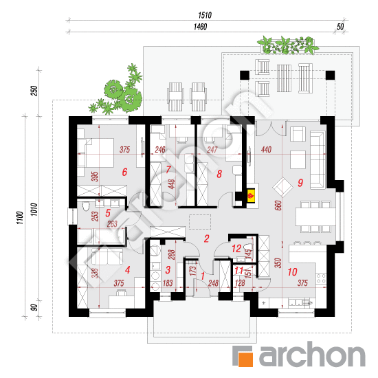 Проект будинку ARCHON+ Будинок під червоною горобиною 15 План першого поверху
