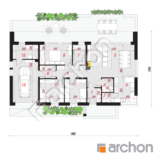 Проект будинку ARCHON+ Будинок в нарахнілах (Г) План першого поверху