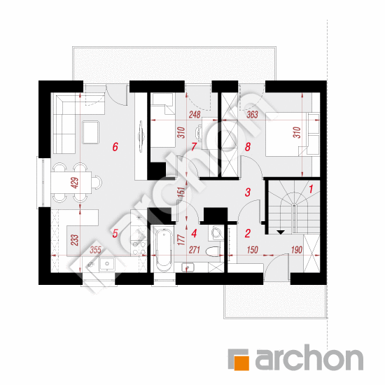 Проект дома ARCHON+ Дом в халезиях (Р2Б) вер.2  План мансандри