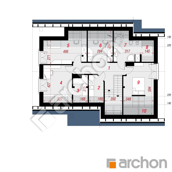 Проект будинку ARCHON+ Будинок в герміні 2 (Т) План мансандри