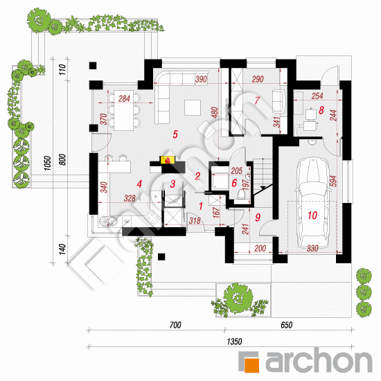 Проект будинку ARCHON+ Будинок в герміні 2 (Т) План першого поверху