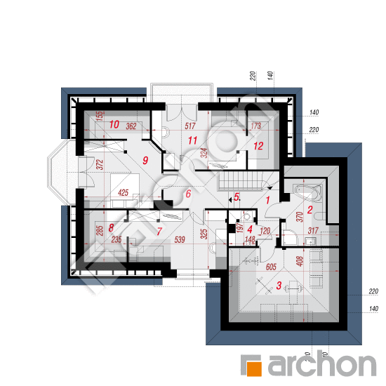 Проект будинку ARCHON+ Будинок в нектаринах 3 вер.2 План мансандри