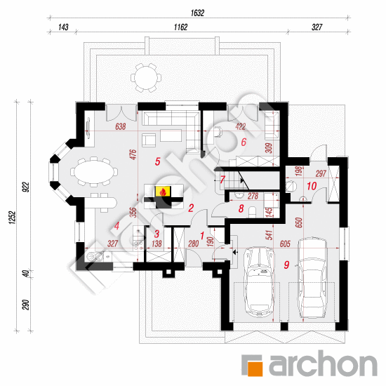 Проект дома ARCHON+ Дом в нектаринах 3 вер.2 План першого поверху
