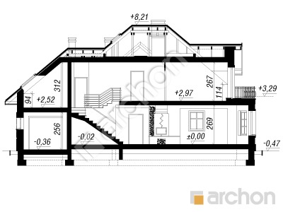 Проект дома ARCHON+ Дом в нектаринах 3 вер.2 Розріз будинку
