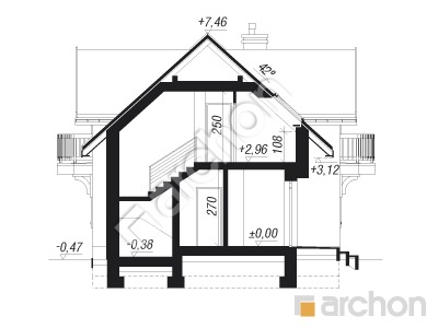 Проєкт будинку ARCHON+ Будинок в лобеліях 2 вер.2 Розріз будинку