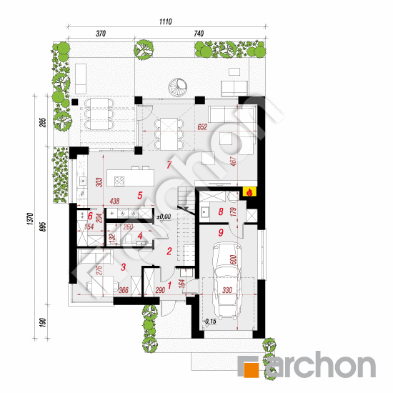Проект будинку ARCHON+ Будинок під гледичіями (Г) План першого поверху