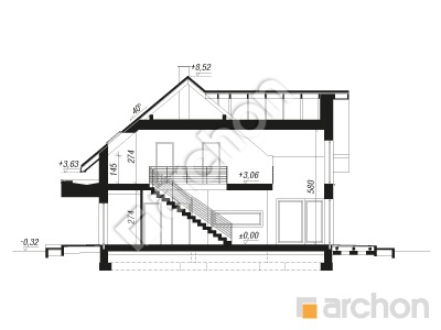 Проєкт будинку ARCHON+ Будинок під гледичіями (Г) Розріз будинку