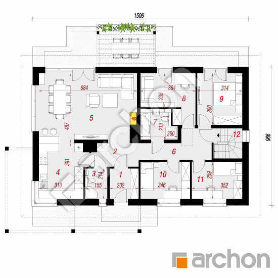Проект дома ARCHON+ Дом в мекинтошах (ВП) План першого поверху