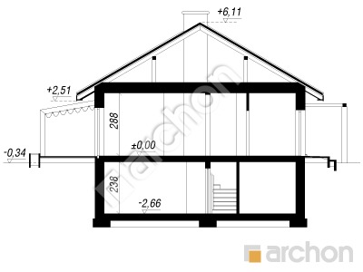 Проект дома ARCHON+ Дом в мекинтошах (ВП) Розріз будинку