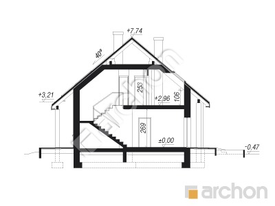 Проєкт будинку ARCHON+ Будинок в хризантемах (А) Розріз будинку