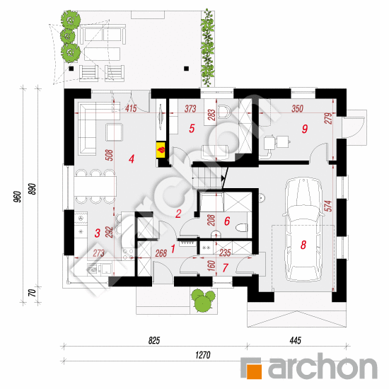 Проект будинку ARCHON+ Будинок в акантах 2 План першого поверху