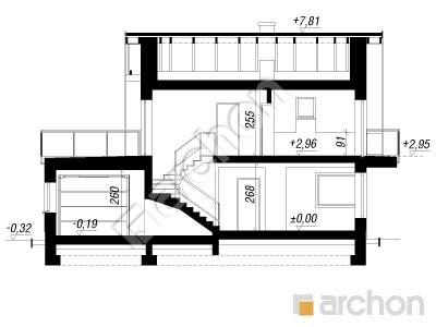 Проект дома ARCHON+ Дом в акантах 2 Розріз будинку