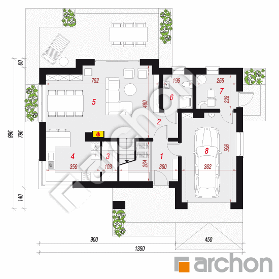 Проект дома ARCHON+ Дом в журавках 9 План першого поверху