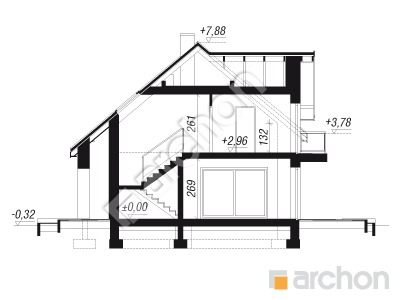 Проект дома ARCHON+ Дом в журавках 9 Розріз будинку