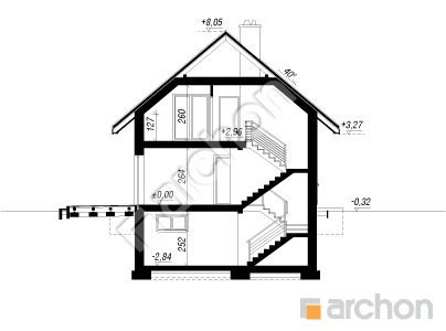 Проєкт будинку ARCHON+ Будинок в малинівці 14 (ГПА) Розріз будинку