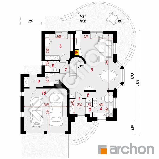 Проект дома ARCHON+ Дом в бергамотах (Г2Т) План першого поверху