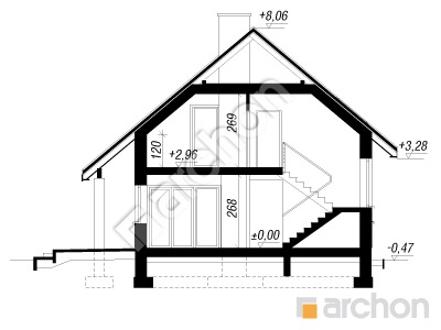 Проект дома ARCHON+ Дом в джонатанах 2 Розріз будинку