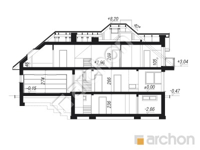Проект дома ARCHON+ Дом в сливах 2 (Г2П) Розріз будинку