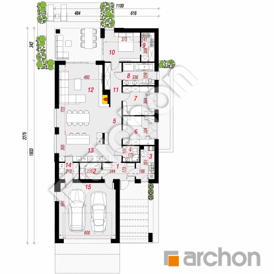Проект будинку ARCHON+ Будинок в кросандрах 2 (Г2Е) План першого поверху