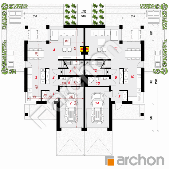 Проект будинку ARCHON+ Вілла Юлія 9 (Р2) План першого поверху