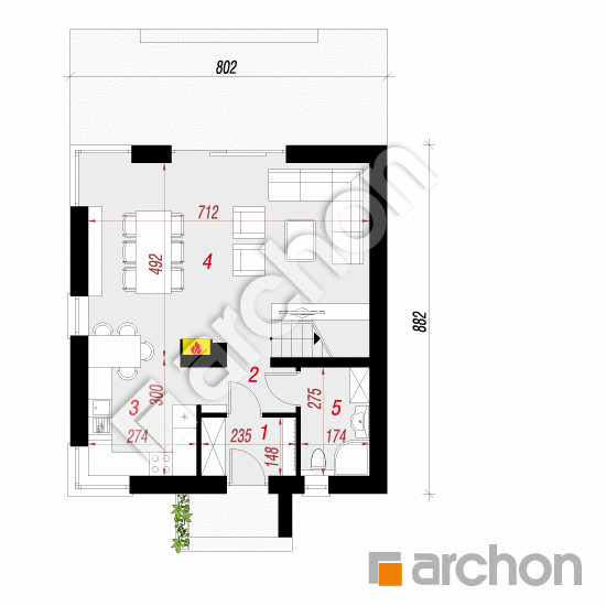 Проект дома ARCHON+ Дом на пригорке (Н) План першого поверху