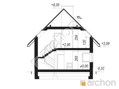 Проєкт будинку ARCHON+ Будинок на пагорбі (Н) Розріз будинку