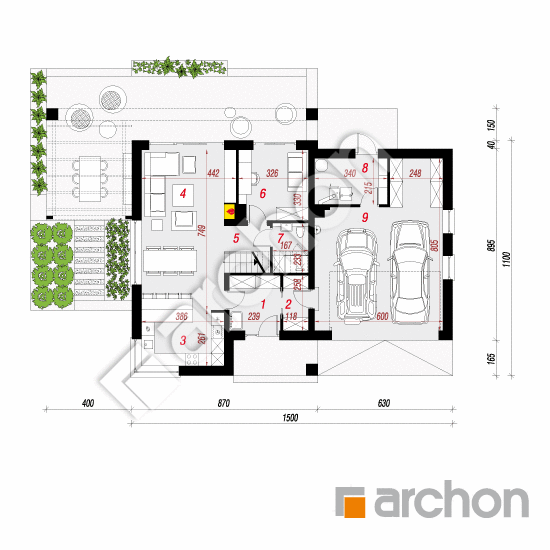 Проект дома ARCHON+ Дом в аморфах 3 (Г2) План першого поверху