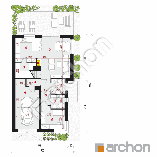 Проект дома ARCHON+ Дом в лиголях (М) План першого поверху