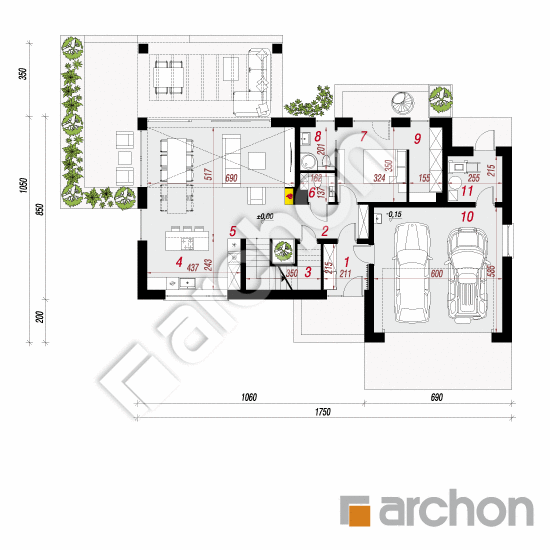 Проект будинку ARCHON+ Будинок в келлерісах (Г2) План першого поверху