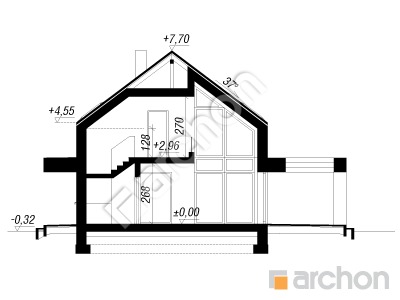 Проєкт будинку ARCHON+ Будинок в келлерісах (Г2) Розріз будинку