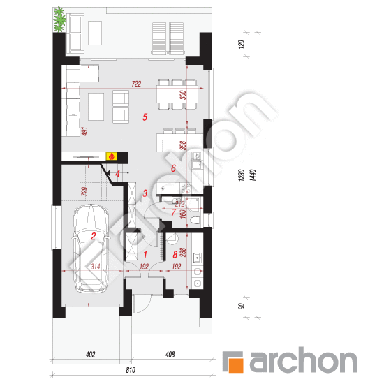 Проект дома ARCHON+ Дом в папаверах План першого поверху