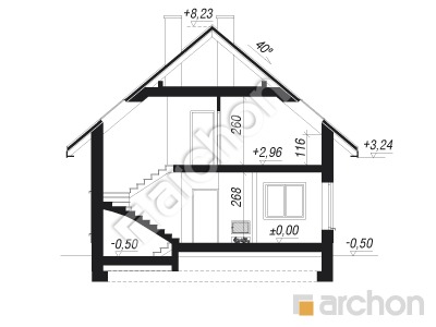 Проект дома ARCHON+ Дом в рододендронах 21 (H) Розріз будинку
