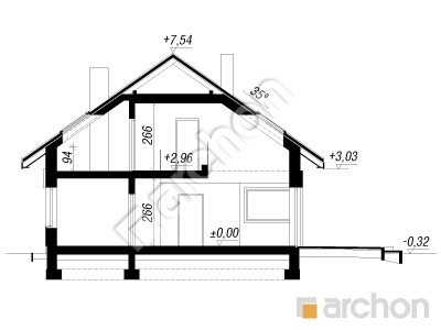 Проект дома ARCHON+ Дом в бетулиях 2 Розріз будинку