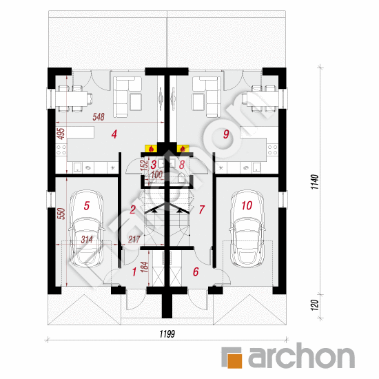 Проект дома ARCHON+ Дом в ривиях (ГР2) План першого поверху