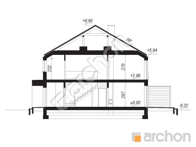 Проект дома ARCHON+ Дом в ривиях (ГР2) Розріз будинку