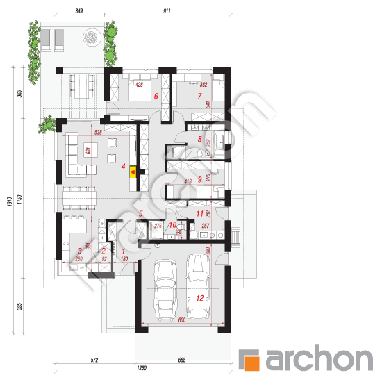 Проект будинку ARCHON+ Будинок в ренклодах 19 (Г2) План першого поверху