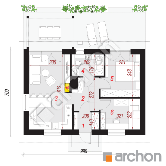 Проект будинку ARCHON+ Будинок в коручках 8 План першого поверху