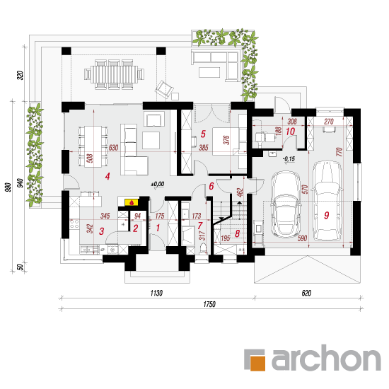 Проект будинку ARCHON+ 'Будинок в сливах 3 (Г2) План першого поверху
