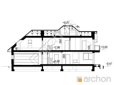 Проект дома ARCHON+ Дом в сливах 3 (Г2) Розріз будинку