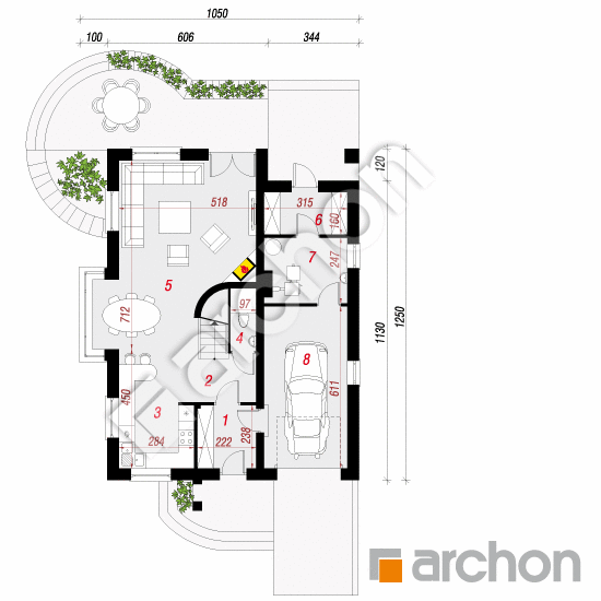 Проект дома ARCHON+ Дом в абелиях вер.2 План першого поверху