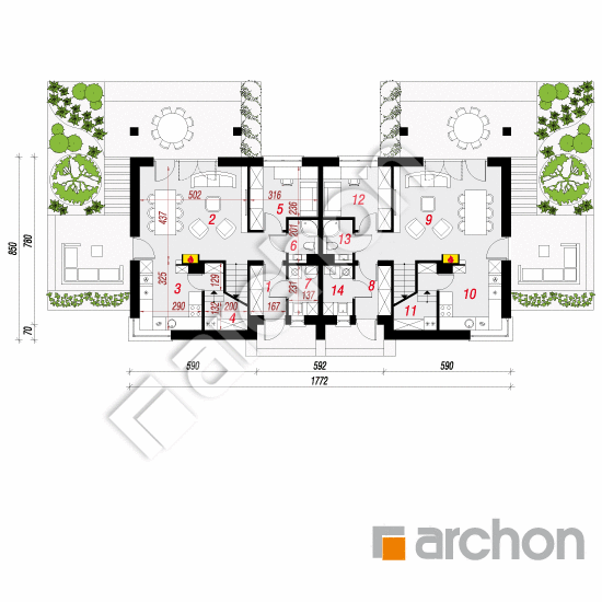 Проект дома ARCHON+ Дом в малиновках 2 (Р2) План першого поверху