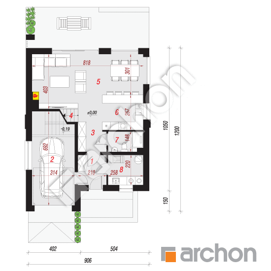 Проект дома ARCHON+ Дом в клематисах 29 План першого поверху