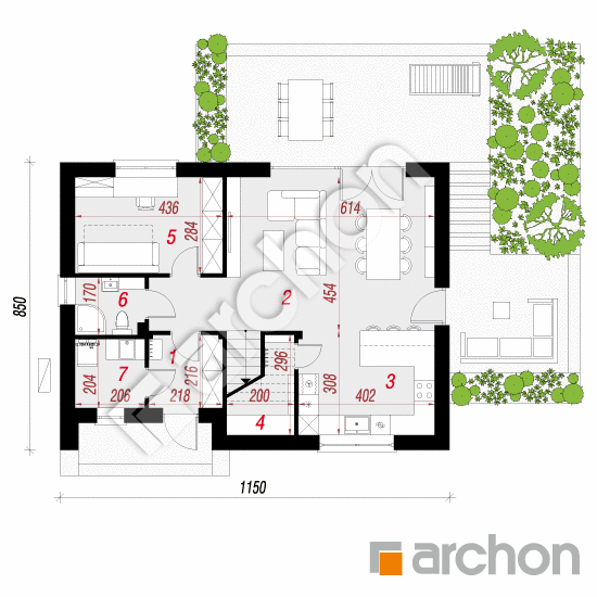 Проект будинку ARCHON+ Будинок в малинівці 14 (Е) ВДЕ План першого поверху