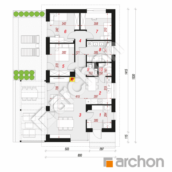 Проект дома ARCHON+ Дом в оливниках 4 План першого поверху