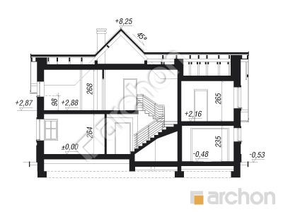 Проєкт будинку ARCHON+ Будинок в абрикосах 2 вер. 2 Розріз будинку
